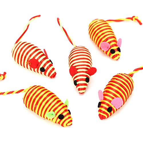 NA 6 piezas de juguetes para gatos ratones, ratón de sisal, juguete interactivo para gatos y gatitos de entrenamiento