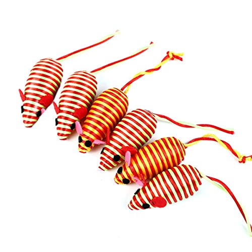 NA 6 piezas de juguetes para gatos ratones, ratón de sisal, juguete interactivo para gatos y gatitos de entrenamiento