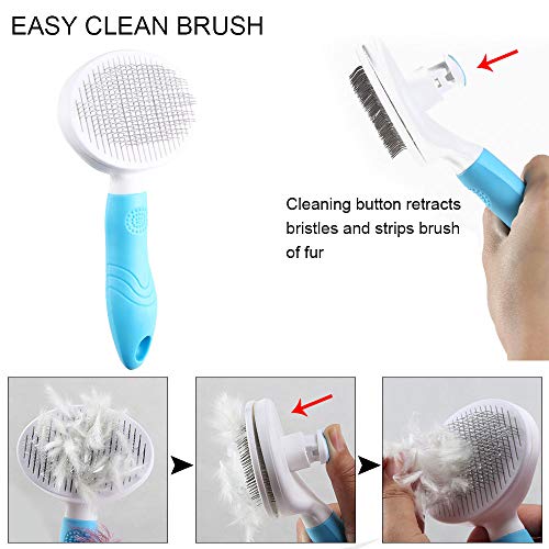 NACTECH Cepillo Perros Cepillo de Pelo Gatos Profesional Peine de Limpieza de Mascotas Nudos Remover Pelo Muerto Peine de Rastrillo Autolimpiable Quitapelos Perros y Gatos Largo/Corto