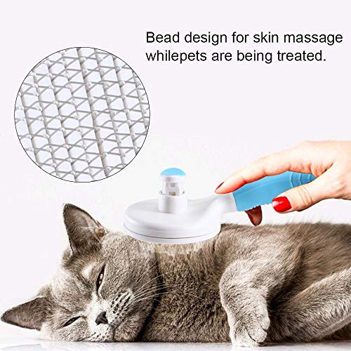 NACTECH Cepillo Perros Cepillo de Pelo Gatos Profesional Peine de Limpieza de Mascotas Nudos Remover Pelo Muerto Peine de Rastrillo Autolimpiable Quitapelos Perros y Gatos Largo/Corto