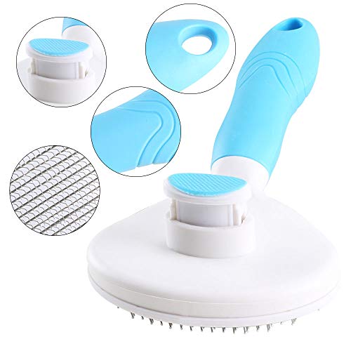 NACTECH Cepillo Perros Cepillo de Pelo Gatos Profesional Peine de Limpieza de Mascotas Nudos Remover Pelo Muerto Peine de Rastrillo Autolimpiable Quitapelos Perros y Gatos Largo/Corto