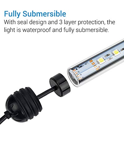 NICREW Luz Blanca LED Sumergible para Acuarios, Barra de luz Subacuatica 2W Lámpara Sumergible Acuario LED, Tubos de Luz Impermeable