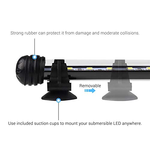 NICREW Luz Blanca LED Sumergible para Acuarios, Barra de luz Subacuatica 2W Lámpara Sumergible Acuario LED, Tubos de Luz Impermeable
