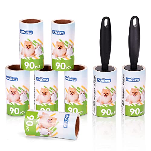 Nobleza Rodillo Quitapelusas 720 Hojas Rodillo de la Pelusa Multiusos Quitapelos Mascotas Rodillo Quita Pelusas Ropa Rollo Adecuado para Polvo, Ropa, Pelusas 8 Rodillos +2 Mangos