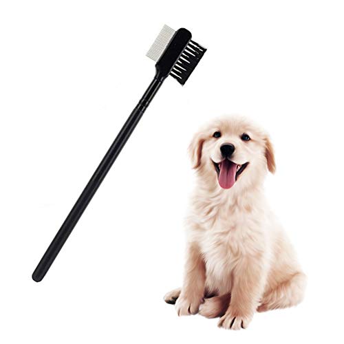 Obelunrp Pet OJE TEP Chop Met TEAGE MIANDO MANZA Remover PEBE Cepillo de Aseo de Ojos de Doble Cara para un Perro de Gato pequeño quitando la Corteza mucose