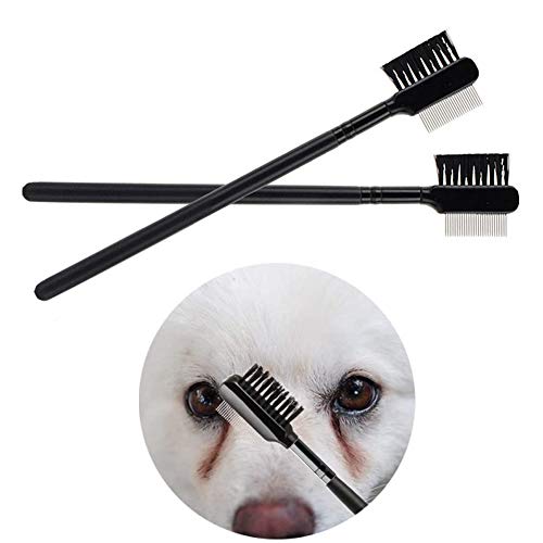 Obelunrp Pet OJE TEP Chop Met TEAGE MIANDO MANZA Remover PEBE Cepillo de Aseo de Ojos de Doble Cara para un Perro de Gato pequeño quitando la Corteza mucose