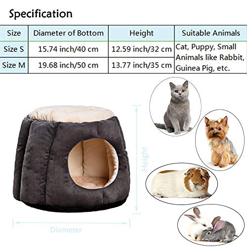 Oncpcare - Casa para gatos y animales pequeños, casita suave y cálida, cama, escondite con cojín extraíble para invierno