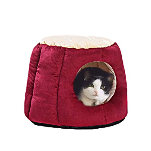 Oncpcare - Casa para gatos y animales pequeños, casita suave y cálida, cama, escondite con cojín extraíble para invierno