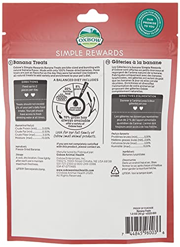 Oxbow SIMPLE REWARDS Treats - Rabbits Guinea Pigs Chinchillas BANANA 28.6 g