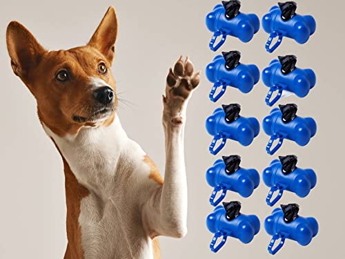 Pack 10 Dispensadores + 150 Bolsas para excrementos perros y mascotas. Colores. Bolsas Caca Perro. Portabolsas Heces (BLANCO)