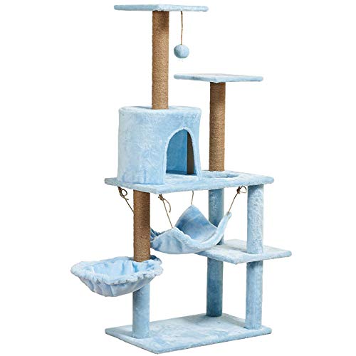 Para Gatos Con Árbol Para Gatos Gatos Rascador Con House Cat Climbing Frame Hamaca Arena Para Gatos Cat Tree Franela Aumentada Cat Climbing Frame Sisal Bold Cat Scratching Column-60x40x138cm