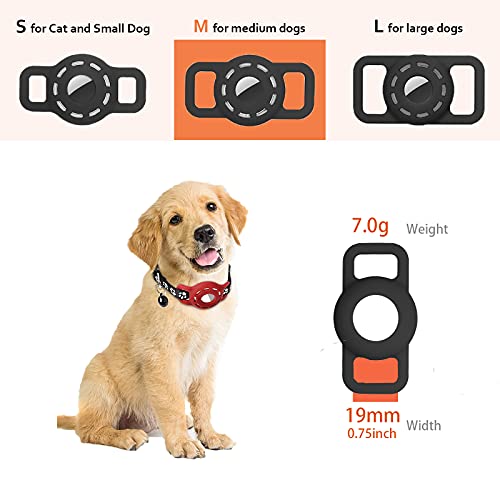 para soporte para collar de perro Airtag, compatible con Apple Airtag 2021, estuche elástico ligero e impermeable para gato o perro, negro mediano