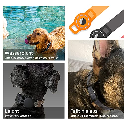 para soporte para collar de perro Airtag, compatible con Apple Airtag 2021, estuche elástico ligero e impermeable para gato o perro, negro mediano