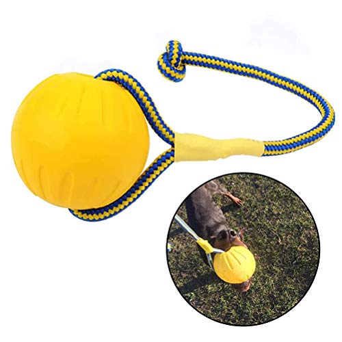 Pelota de goma EVA para mascotas que flota, resistente a las mordeduras con cuerda, 7 cm
