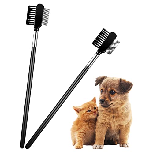 Perro Juego de peines para perros Peine para ojos de perros Peine para el cabello Juego de cepillos para mascotas Peine para mascotas Gatos Perros Quitar la corteza y la mucosidad 2 piezas