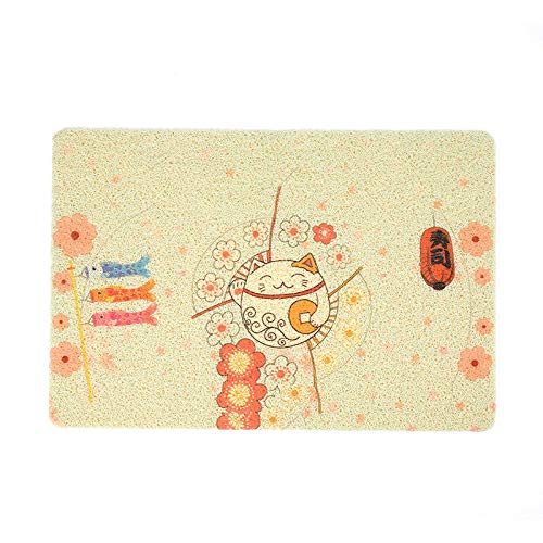 Pet Cat Litter Mat Kitty Bowl Alfombra De Alimentación Para Perros Bebedero Para Bebés Patrón Lindo Almohadilla Para Dormir Transpirable Antideslizante Impermeable Cama-fortuna Arena Para Gatos