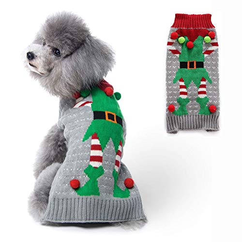 PETCARE Jersey para perro de Navidad con cuello alto, ropa de punto cálida para mascotas, para cachorros de perro, fiesta, regalo para perros pequeños y medianos