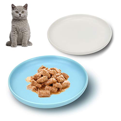 Petdoer Plato de cerámica para gatos poco profundos, sin fatiga, cuencos de comida para gatos anchos y pequeños, placa antideslizante para gatitos y gatitos, gato Munchkin de patas cortas