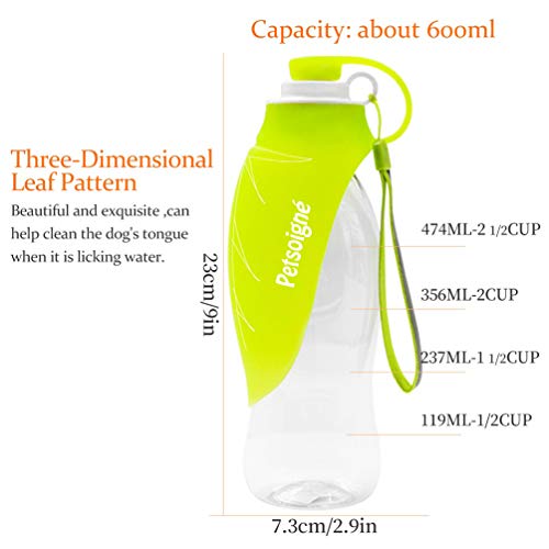 Petsoigné Botella de Agua para Perros Portátil Botella para Perros de Silicona para Salir (Verde)