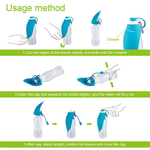 Petsoigné Botella de Agua para Perros Portátil Botella para Perros de Silicona para Salir (Verde)