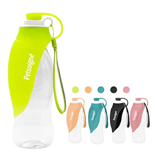 Petsoigné Botella de Agua para Perros Portátil Botella para Perros de Silicona para Salir (Verde)