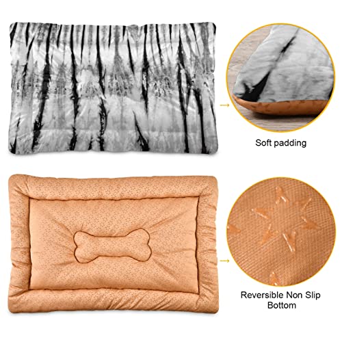 Poeticcity Alfombra de cama para perros y gatos con textura mixta, estilo vintage, retro, color negro, blanco, para mascotas pequeñas y medianas, antideslizante, lavable y seco, de 24 x 18 pulgadas