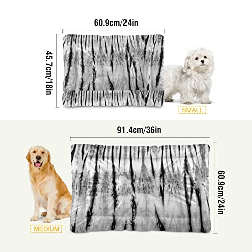 Poeticcity Alfombra de cama para perros y gatos con textura mixta, estilo vintage, retro, color negro, blanco, para mascotas pequeñas y medianas, antideslizante, lavable y seco, de 24 x 18 pulgadas