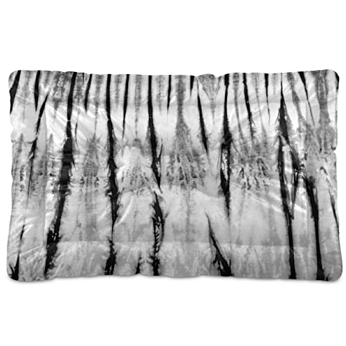 Poeticcity Alfombra de cama para perros y gatos con textura mixta, estilo vintage, retro, color negro, blanco, para mascotas pequeñas y medianas, antideslizante, lavable y seco, de 24 x 18 pulgadas