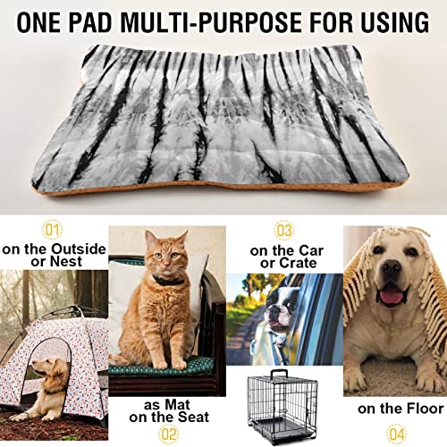Poeticcity Alfombra de cama para perros y gatos con textura mixta, estilo vintage, retro, color negro, blanco, para mascotas pequeñas y medianas, antideslizante, lavable y seco, de 24 x 18 pulgadas