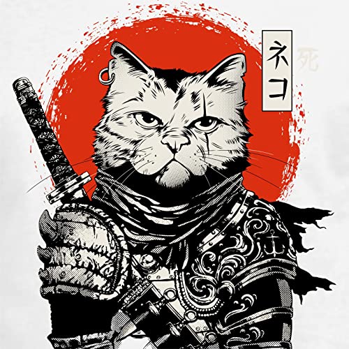 Polo de Hombre Gato Felino Siames Mascota Divertido Katana Samuray Cat 005 XXL