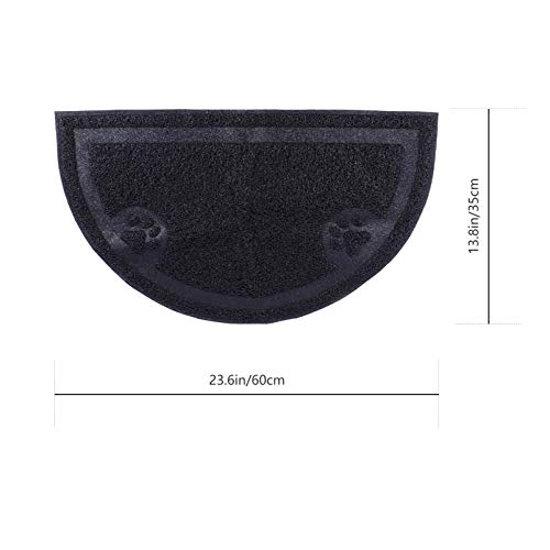 POPETPOP Alfombra de Arena para Gatos Negra Medio Redondo Caja de Arena para Mascotas Almohadilla para El Piso Fácil de Limpiar Alfombrilla para Orinar para Mascotas Cojín para Perros