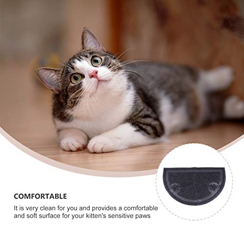 POPETPOP Alfombra de Arena para Gatos Negra Medio Redondo Caja de Arena para Mascotas Almohadilla para El Piso Fácil de Limpiar Alfombrilla para Orinar para Mascotas Cojín para Perros
