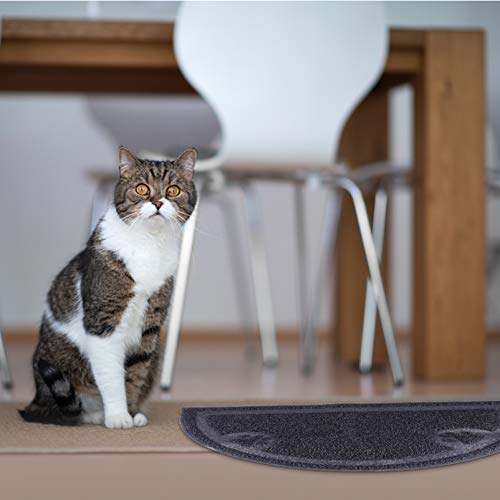 POPETPOP Alfombra de Arena para Gatos Negra Medio Redondo Caja de Arena para Mascotas Almohadilla para El Piso Fácil de Limpiar Alfombrilla para Orinar para Mascotas Cojín para Perros