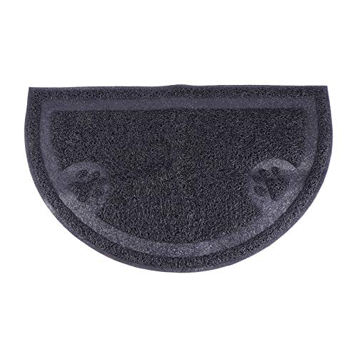 POPETPOP Alfombra de Arena para Gatos Negra Medio Redondo Caja de Arena para Mascotas Almohadilla para El Piso Fácil de Limpiar Alfombrilla para Orinar para Mascotas Cojín para Perros