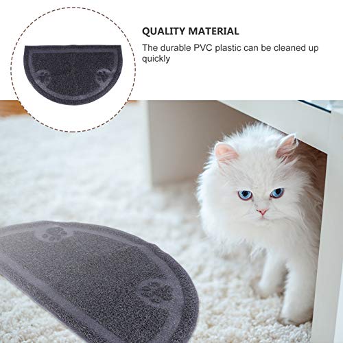 POPETPOP Alfombra de Arena para Gatos Negra Medio Redondo Caja de Arena para Mascotas Almohadilla para El Piso Fácil de Limpiar Alfombrilla para Orinar para Mascotas Cojín para Perros
