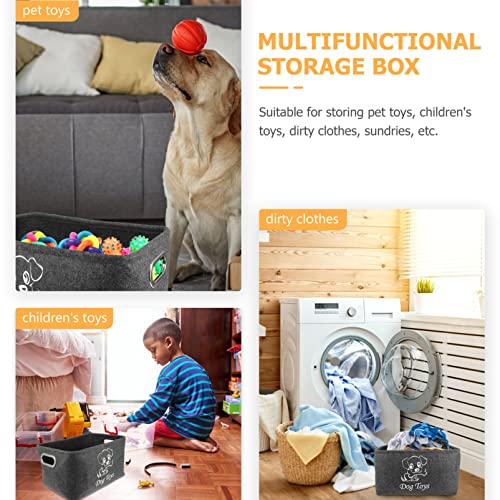 POPETPOP Caja de Juguete para Mascotas de Fieltro Caja de Juguete para Perros Cesta de Almacenamiento Organizador de Cofre Cesta de Lavandería Plegable Cestas de Regalo Contenedor para