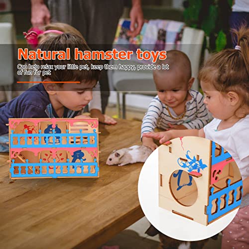 POPETPOP Hamster de Madera Laberinto Toy Hamster Maze House Pequeño Animal Ejercicio Juguete Madera Playhouse para Guinea Pig Squirrel Chinchilla Erizo