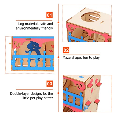 POPETPOP Hamster de Madera Laberinto Toy Hamster Maze House Pequeño Animal Ejercicio Juguete Madera Playhouse para Guinea Pig Squirrel Chinchilla Erizo
