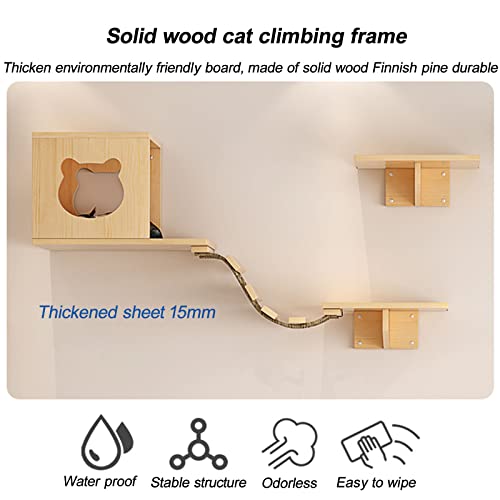 QJM Estante para gatos – Estante para gatos montado en la pared, estante de escalada para gatos o gatos grandes