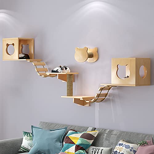 QJM Estante para gatos – Estante para gatos montado en la pared, estante de escalada para gatos o gatos grandes