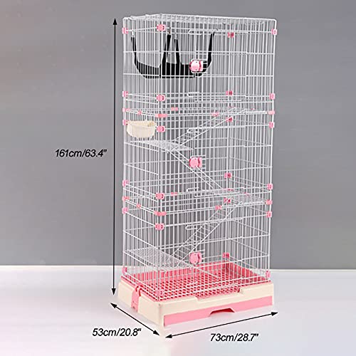 QJM Jaula para Gatos - Jaula para Gatos Jaula para Gatos Al Aire Libre Parque Infantil Jaulas para Gatos Interiores Recintos sobre Ruedas Condominio para Gatos De 3 Niveles-73 * 53 * 161 Cm