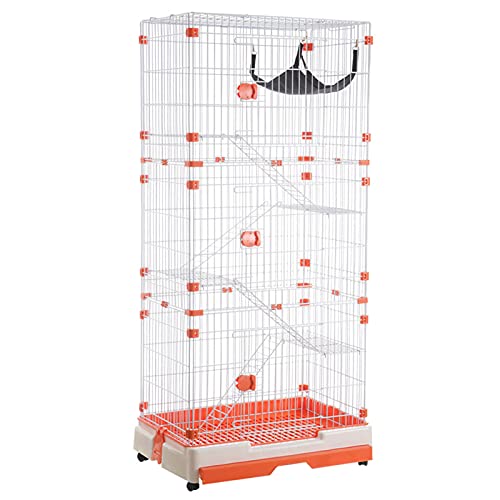 QJM Jaula para Gatos - Jaula para Gatos Jaula para Gatos Al Aire Libre Parque Infantil Jaulas para Gatos Interiores Recintos sobre Ruedas Condominio para Gatos De 3 Niveles-73 * 53 * 161 Cm