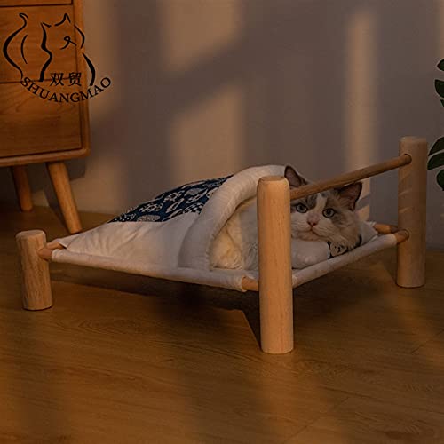 QWEQWE SHUANGMAO Pet Cable Caza DE Cable Baja DE DORMACIÓN ROPOBLE Camas DE HAMMAS para LA OBLIGENCIA COMENTARIO DE Madera CASA DE ORMEN Mascotas de Invierno Cama para Perros pequeños Sofá Mat