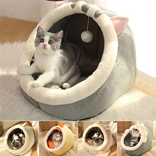 QWEQWE Sweet Cat Bed Pet Acogedor tumbonas Cojín Cat House Tent Muy Suave Pequeño Perro Mat Bag para Lavable Cave Cats Camas (Color : Green Dragon, Size : (31X30X28cm) 01)