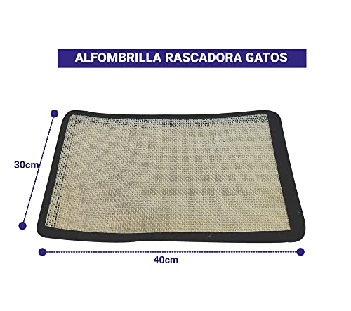 Rascador de Alfombra para Gatos. Alfombrilla Rascadora con Velcro para Proteger Mesás, Sillas, Patas, Alfombras 40X30CM. Ref50780 (2 Unidades)