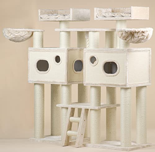 Rascador de Gato Árbol de Gato Palacio Fantasia Crema gato blanco arañar poste Centro de actividades para gatos grandes. Producción de calidad europea de RHRQuality