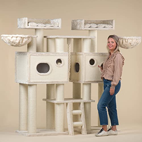 Rascador de Gato Árbol de Gato Palacio Fantasia Crema gato blanco arañar poste Centro de actividades para gatos grandes. Producción de calidad europea de RHRQuality