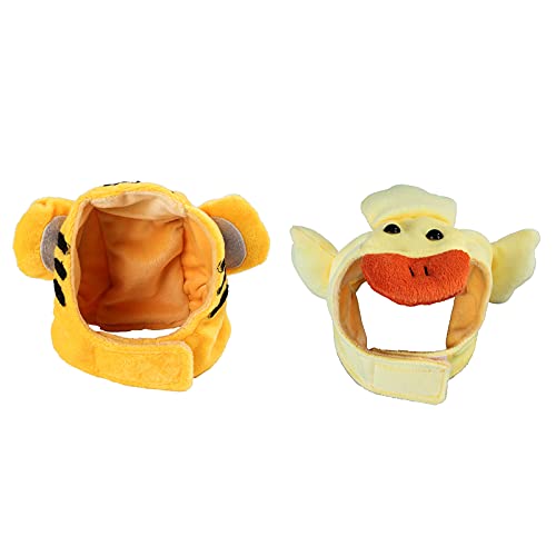 Rehomy Gorro para mascota, bonito sombrero para mascota, tigre y pato, cachorro, disfraz de gatito, disfraz de gato de dibujos animados, accesorio de Halloween, 1 tigre y pato