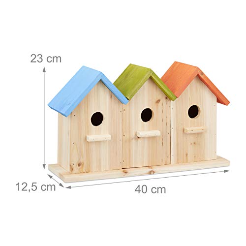 Relaxdays Caja Nido Decorativa, Madera, Multicolor, S (Paquete de 1)