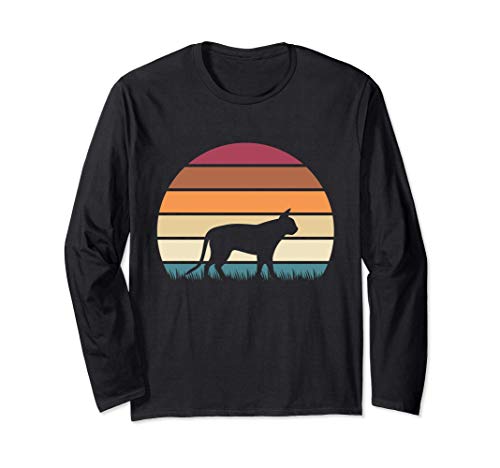Retro Vintage Sunset Kitten Feline Pet Singapura Cat Manga Larga